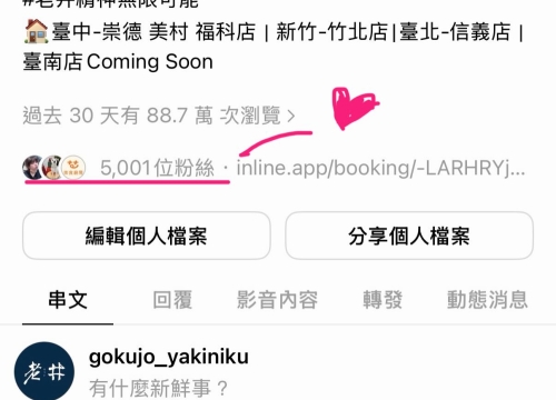 Threads的追蹤粉絲破5千人！套餐加5元多一份「安格斯玫瑰牛小排」